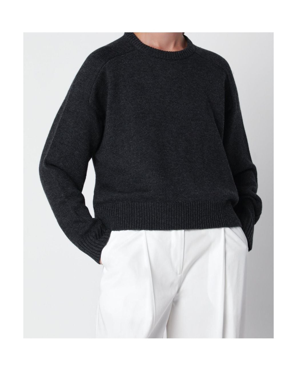 Loulou de Saison Black Ribbed Crew Neck Sweater