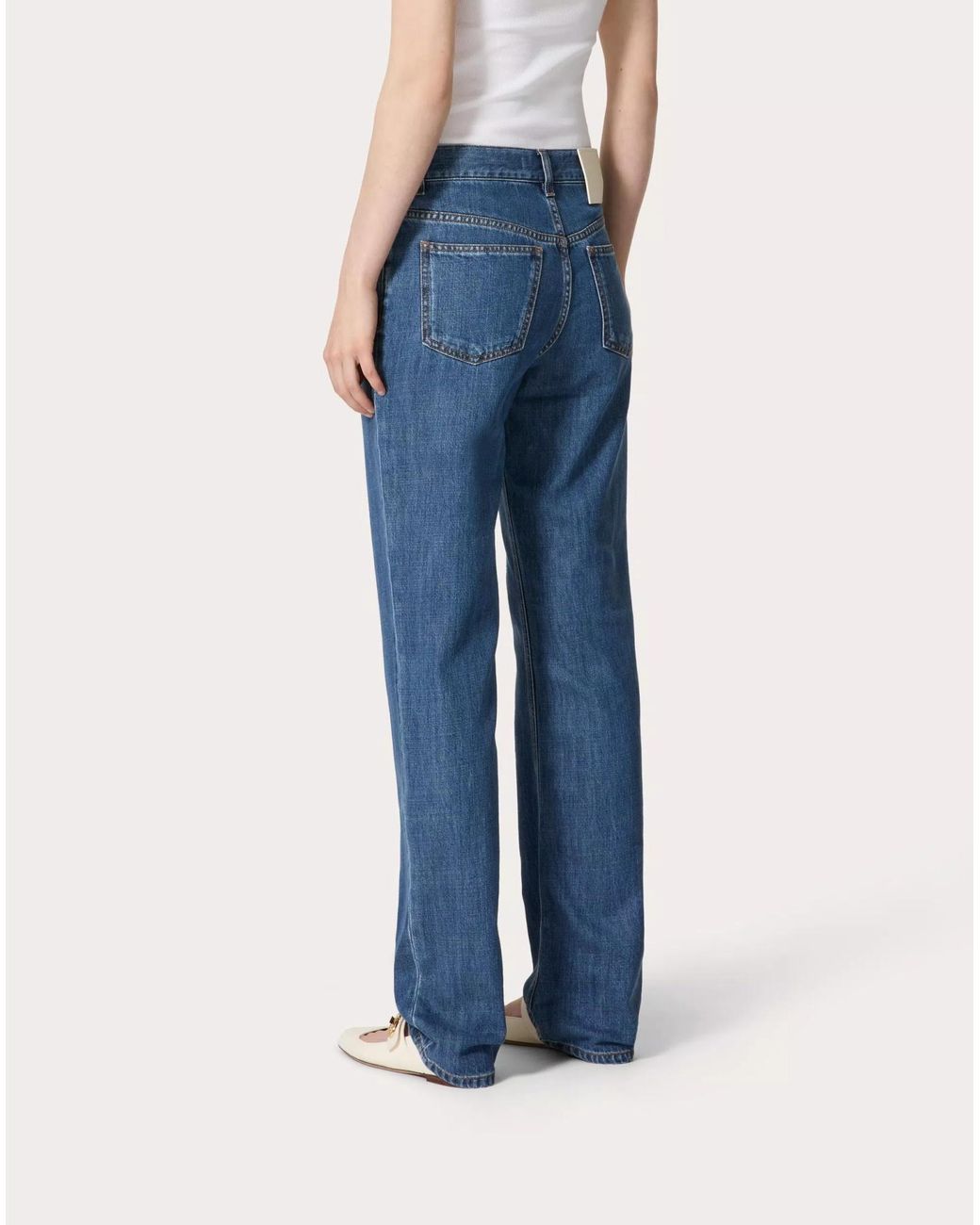 Valentino Blue Mid-Rise Straight Leg Jeans
