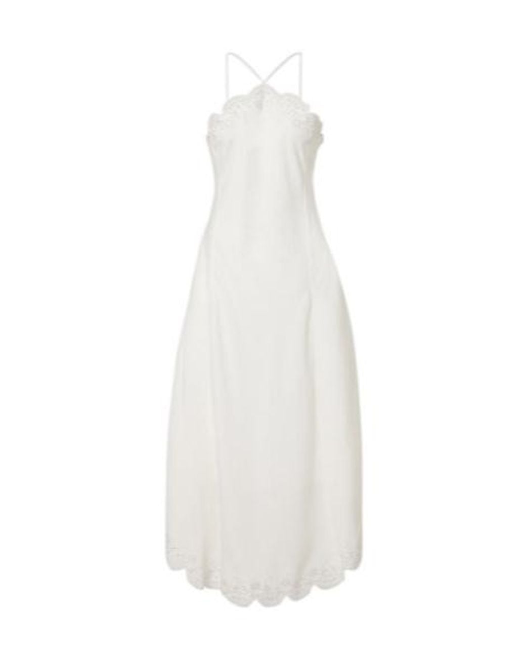 Jonathan Simkhai White Gillian Linen-Blend Midi Dress