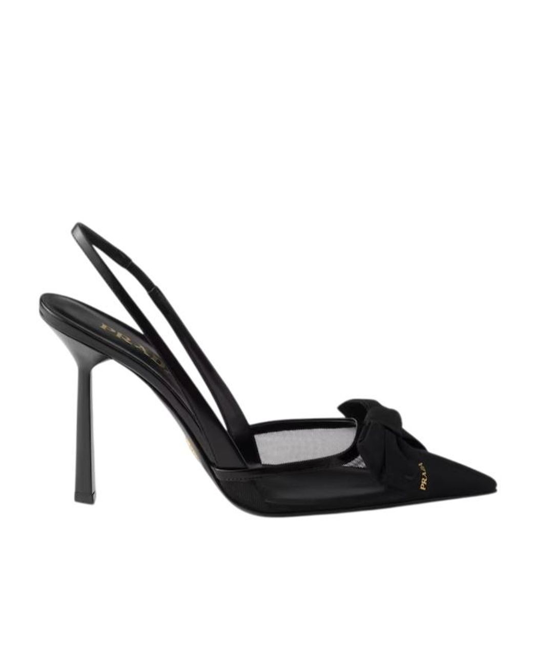 Prada Black Mesh Fabric Slingback Pumps