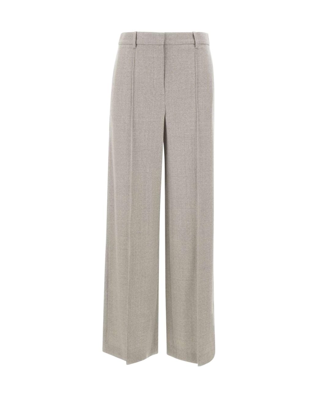 Eleventy Gray Wide-Leg Wool Pants