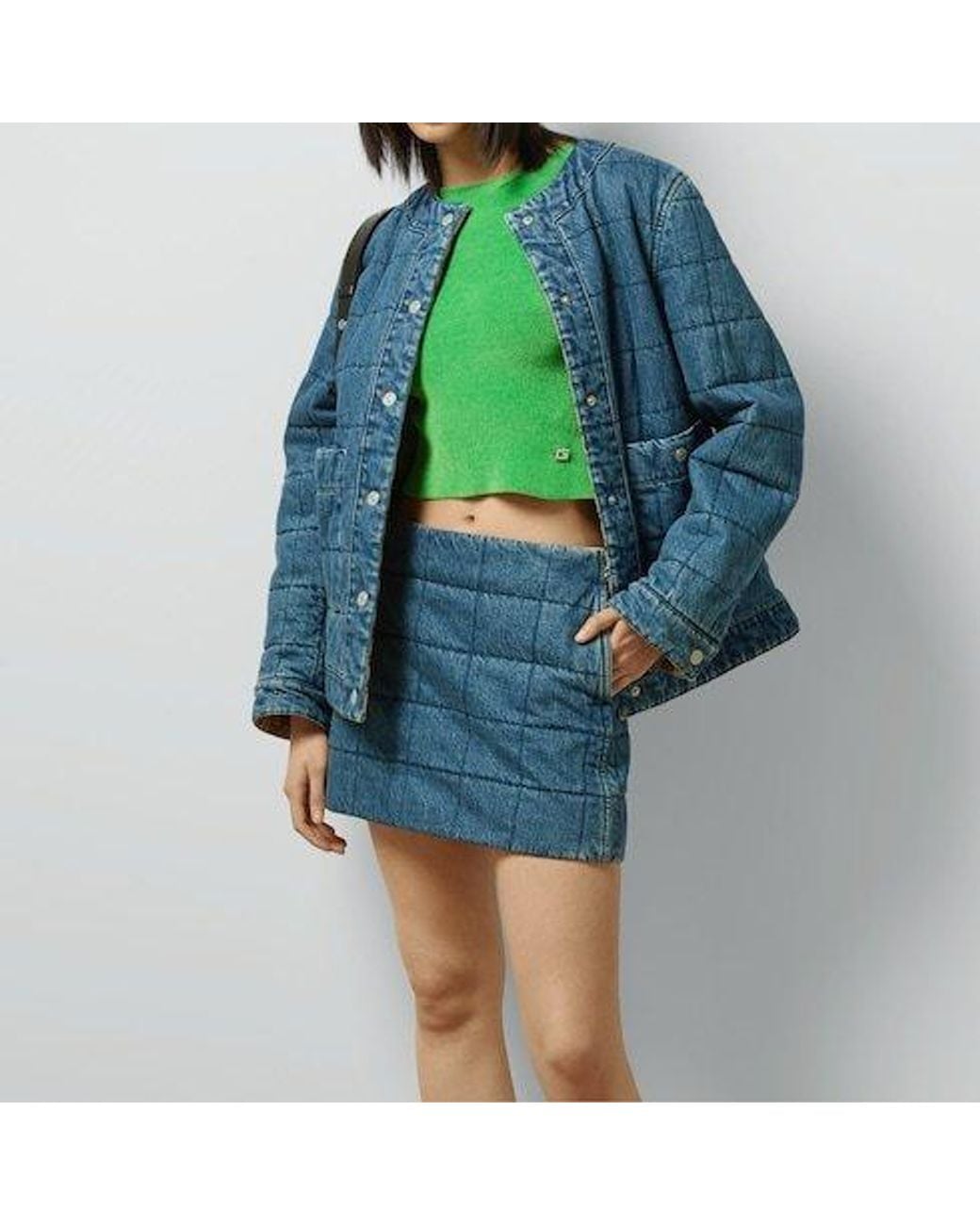 Gucci Blue Denim Quilted Skirt
