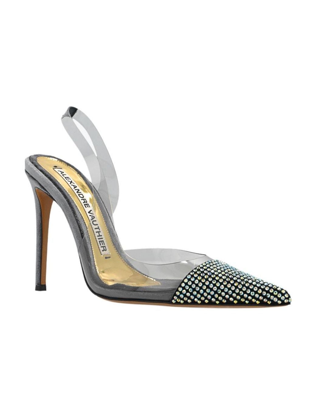Alexandre Vauthier Metallic Amber Embellished Slingback Pumps