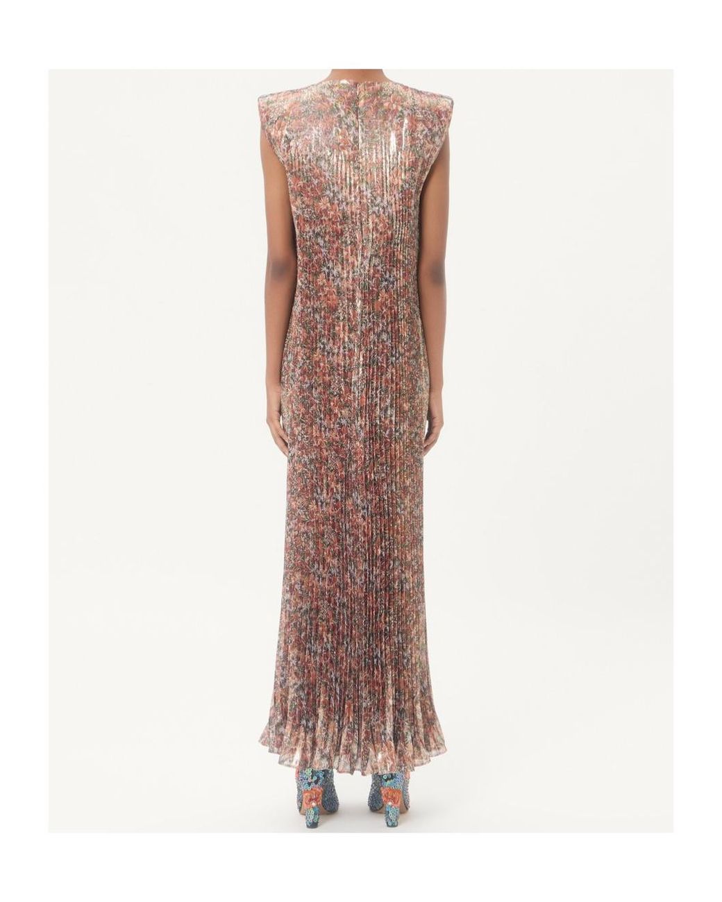 Valentino Brown Pleated Midi Dress