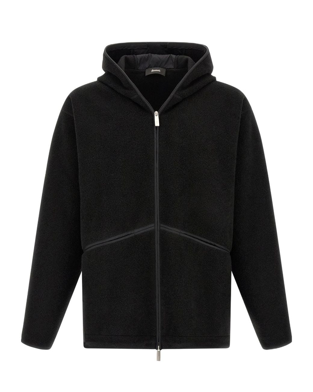 Herno Black Laminar Textured Zip Hooded Jacket for men
