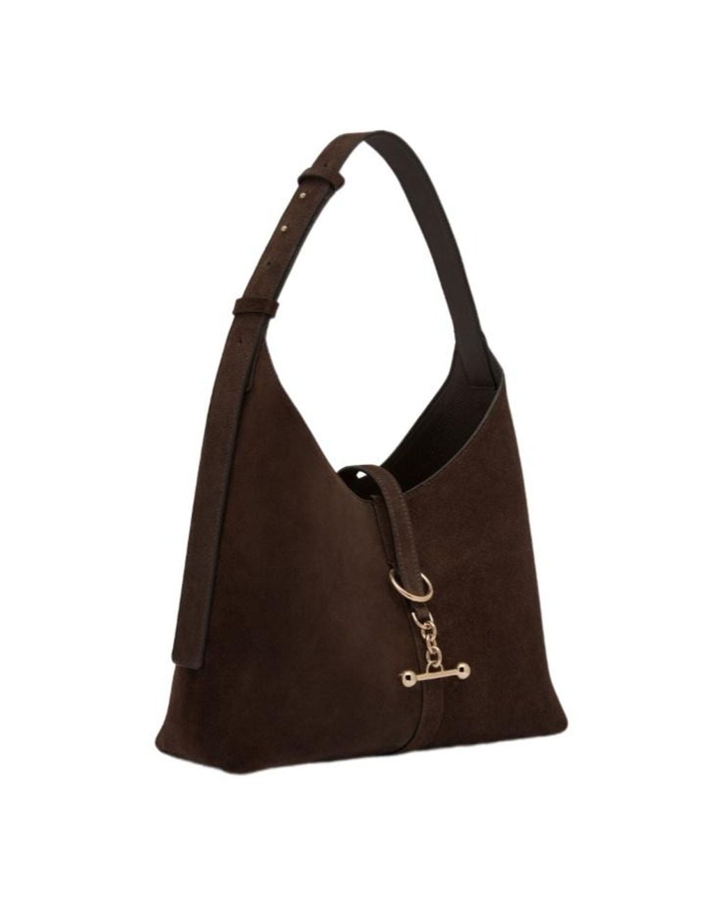 Strathberry Brown Bar-Detail Suede Shoulder Bag