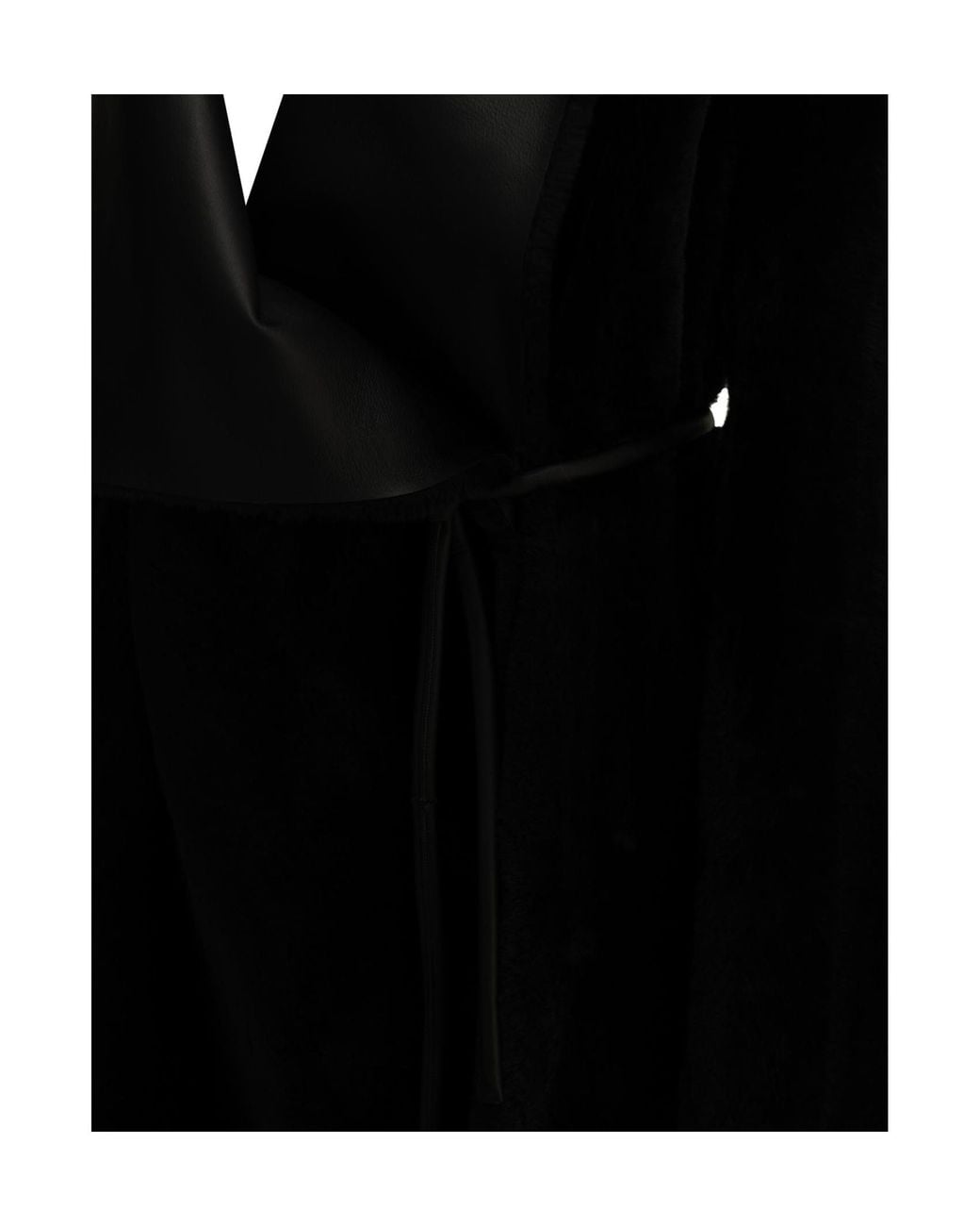 Blancha Black Wrap Panel Long Coat