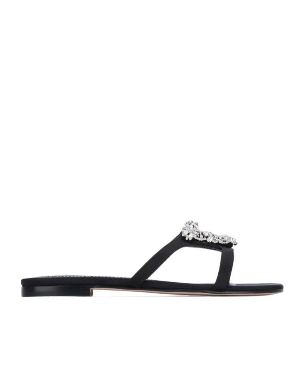 Manolo Blahnik White Trinamu Flat Sandals