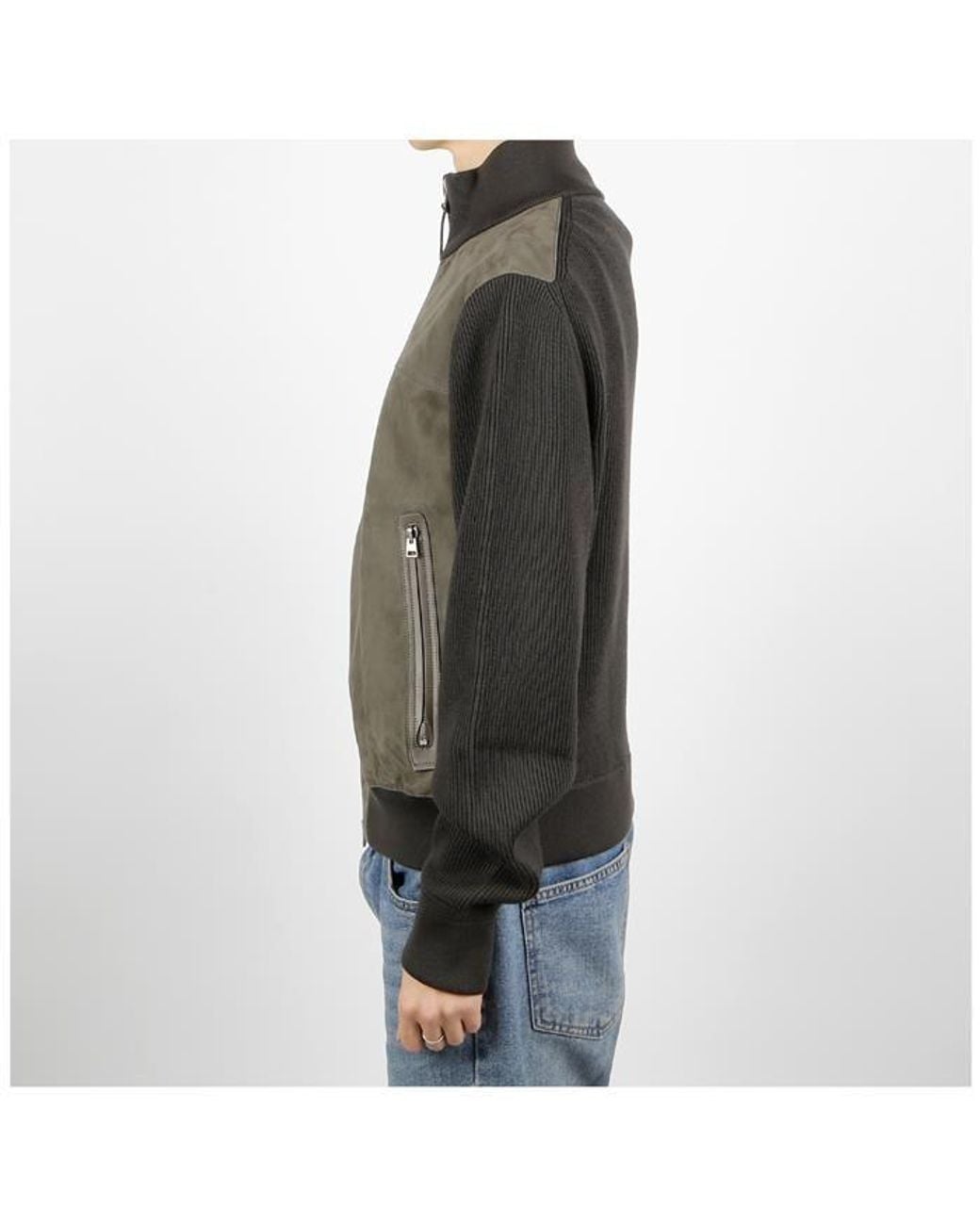 Tom Ford Green Suede-Panel Zipped Jacket for men
