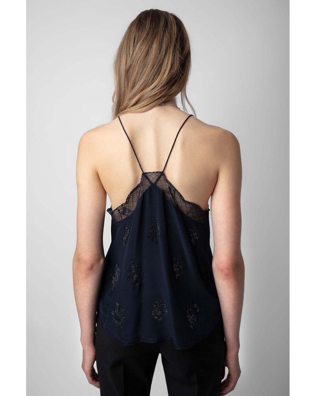 Zadig & Voltaire Blue Christy Lace-Trim Tank Top