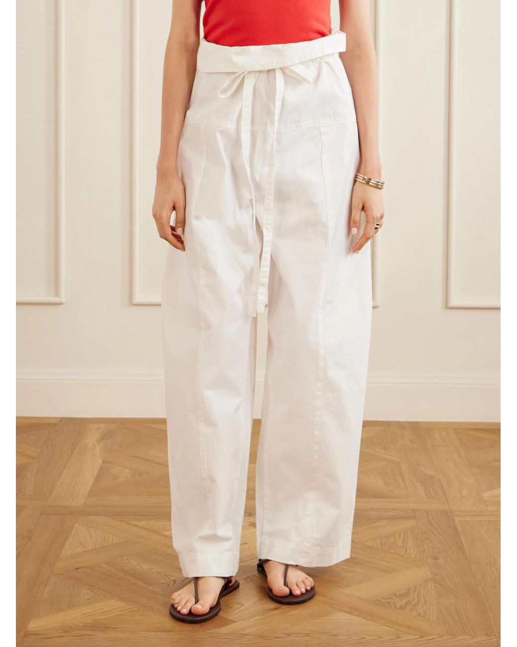 Matteau White Fisherman Cotton-Twill Pants