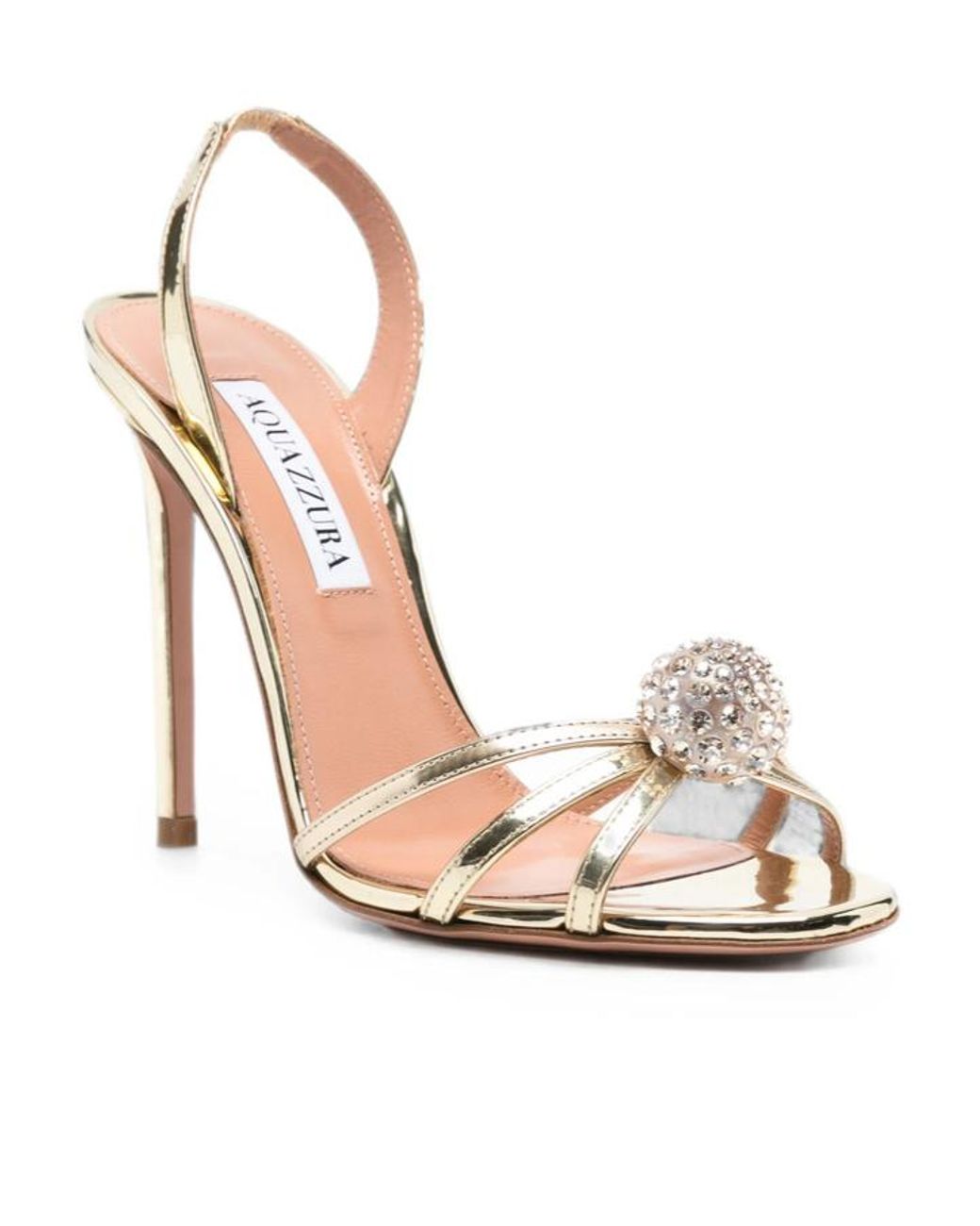 Aquazzura Metallic Crystal-Embellished Leather Heeled Sandals