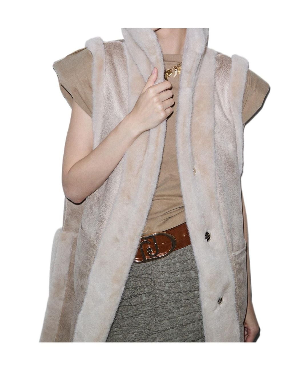 Liu Jo Natural Faux Shearlingvest