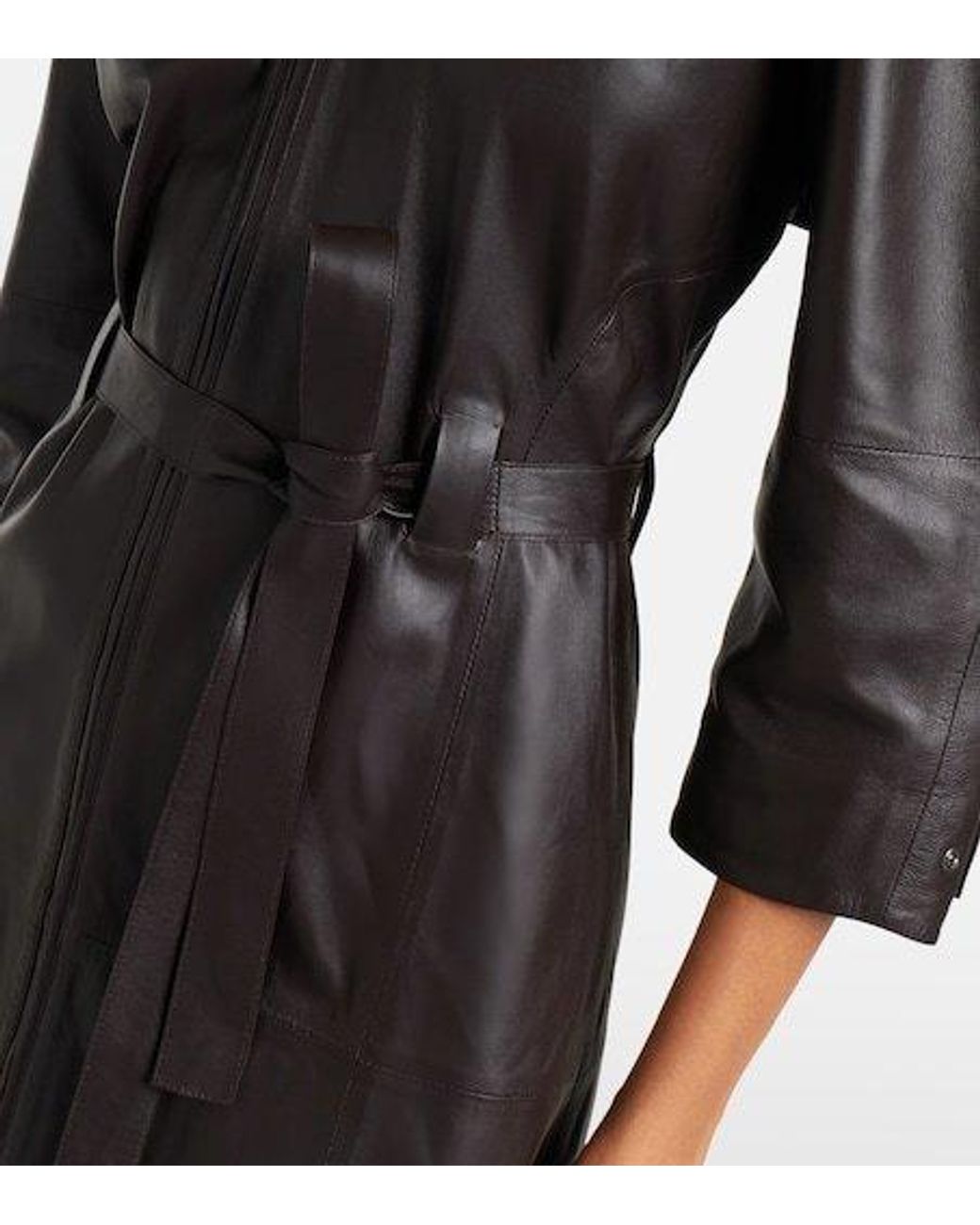 Victoria Beckham Black Leather Midi Dress