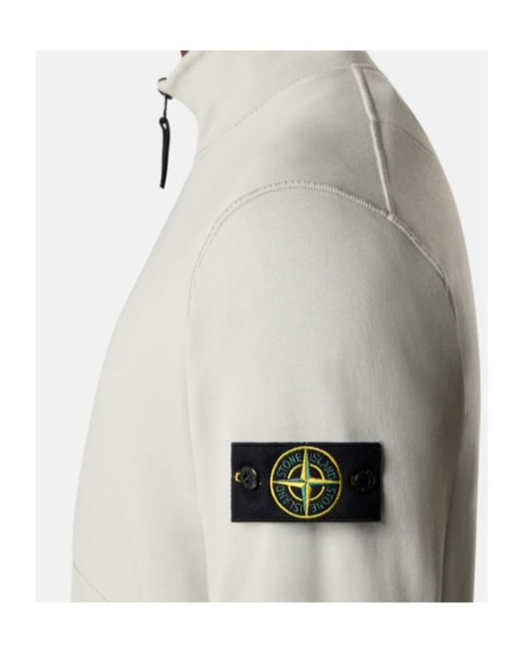 Stone Island White Logo Patch Zip-Up Sweatshirt for men