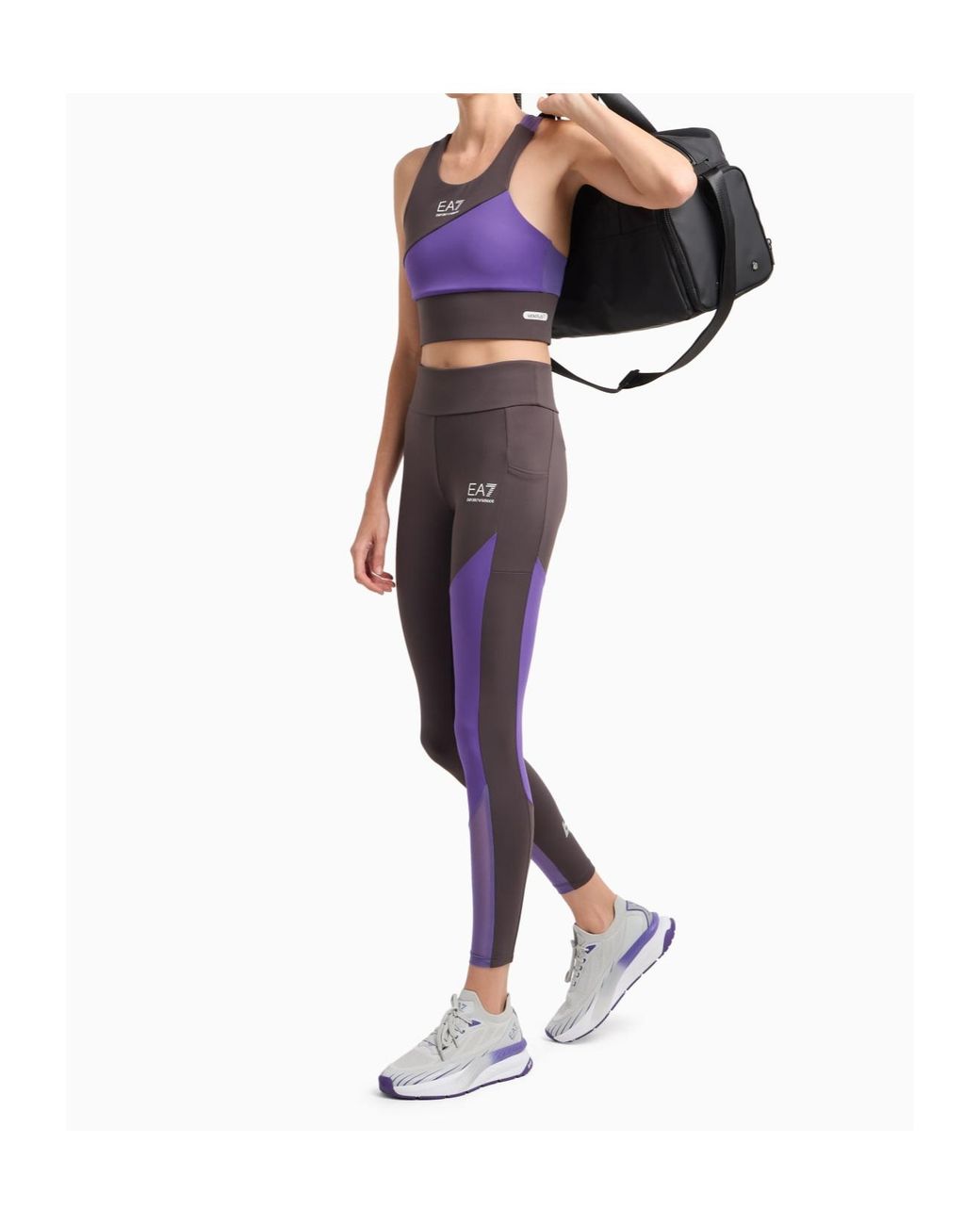 EA7 Purple Dynamic Athlete Logo Print Sports Bra