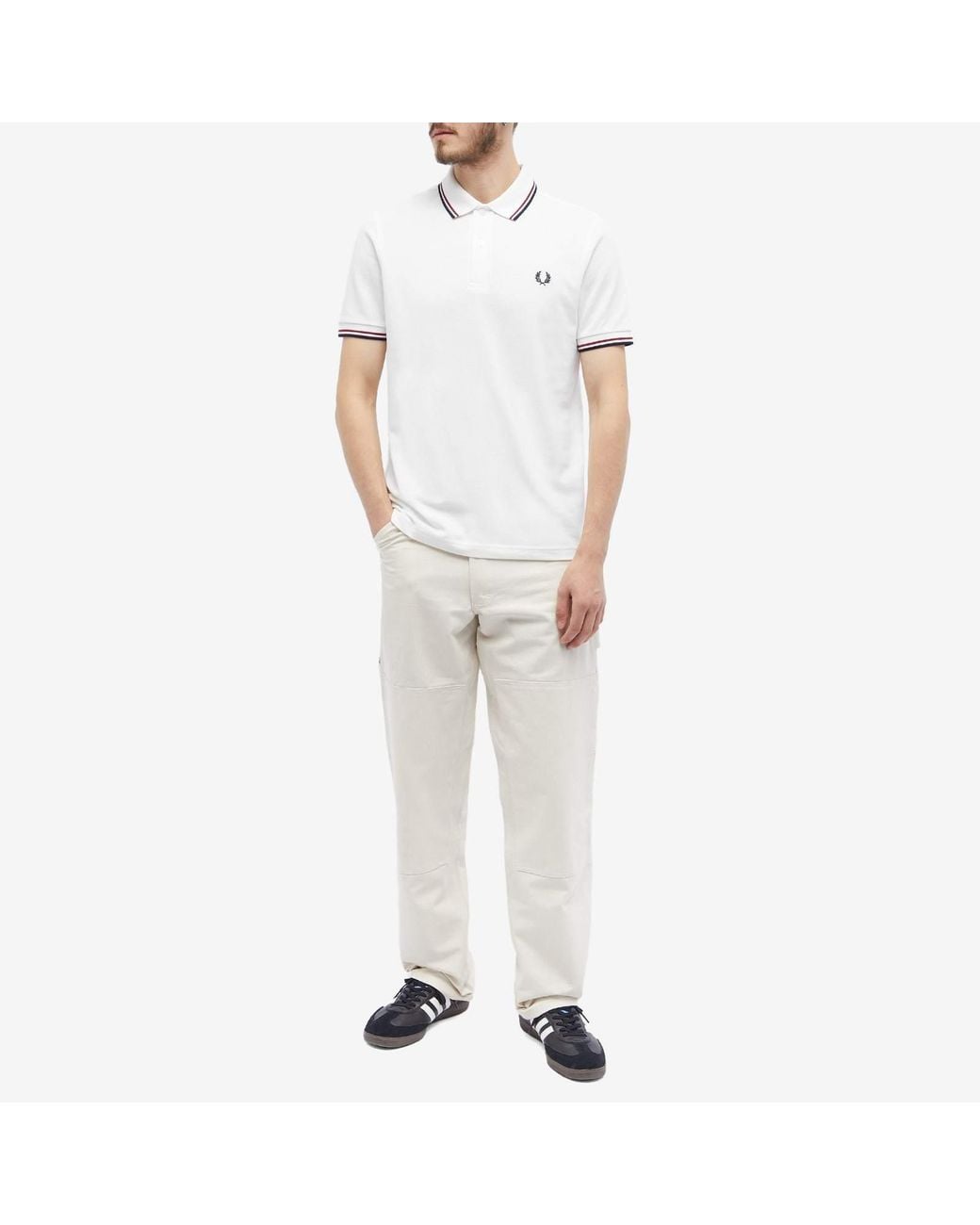 Fred Perry White Twin Tipped Polo Shirt for men