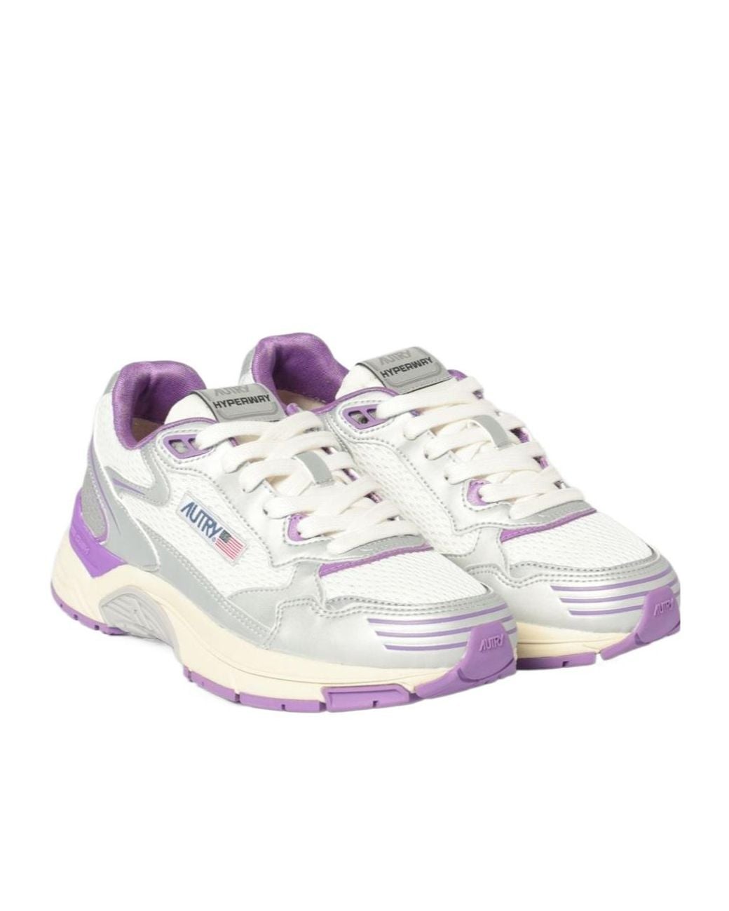 Autry White Logo Patch Lace-Up Sneakers