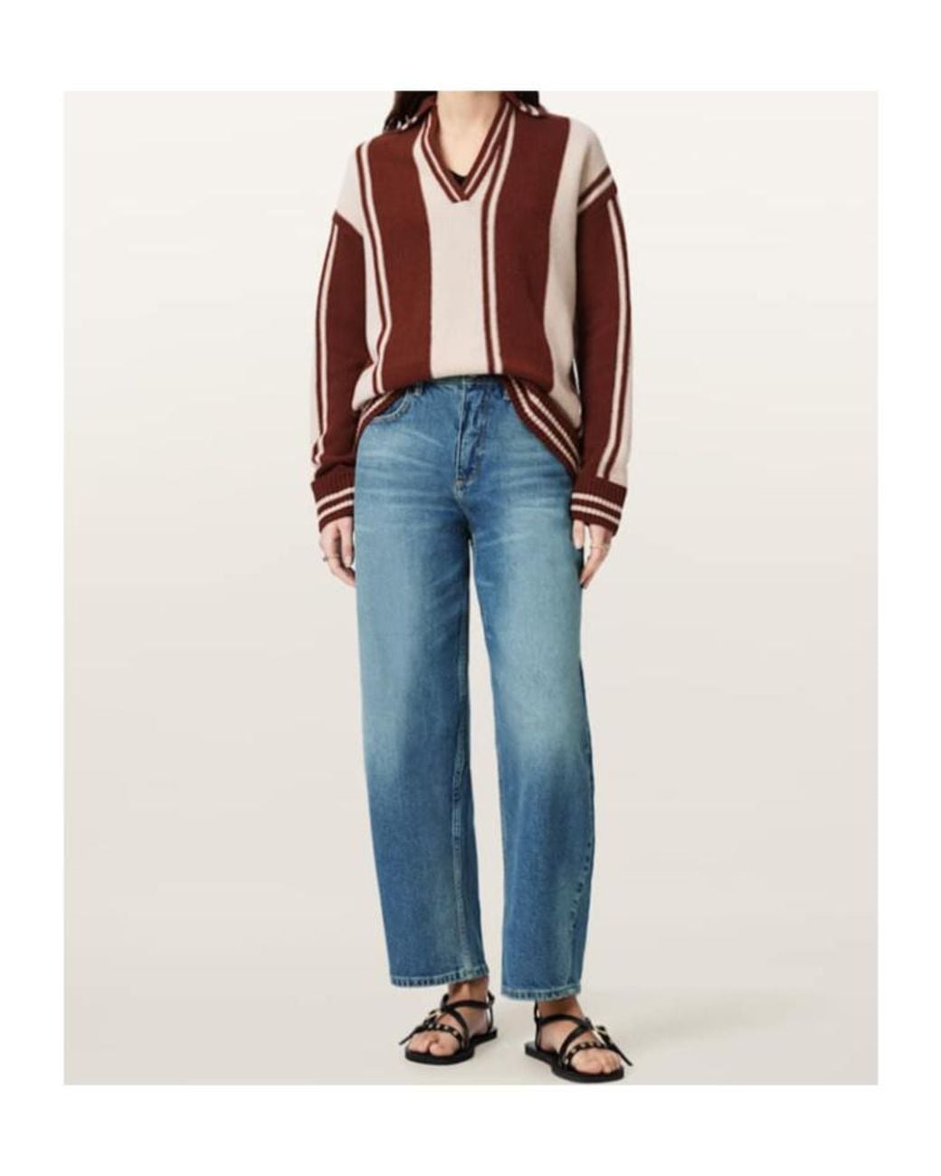 AllSaints Blue Sadie Barrel Leg Denim Jeans