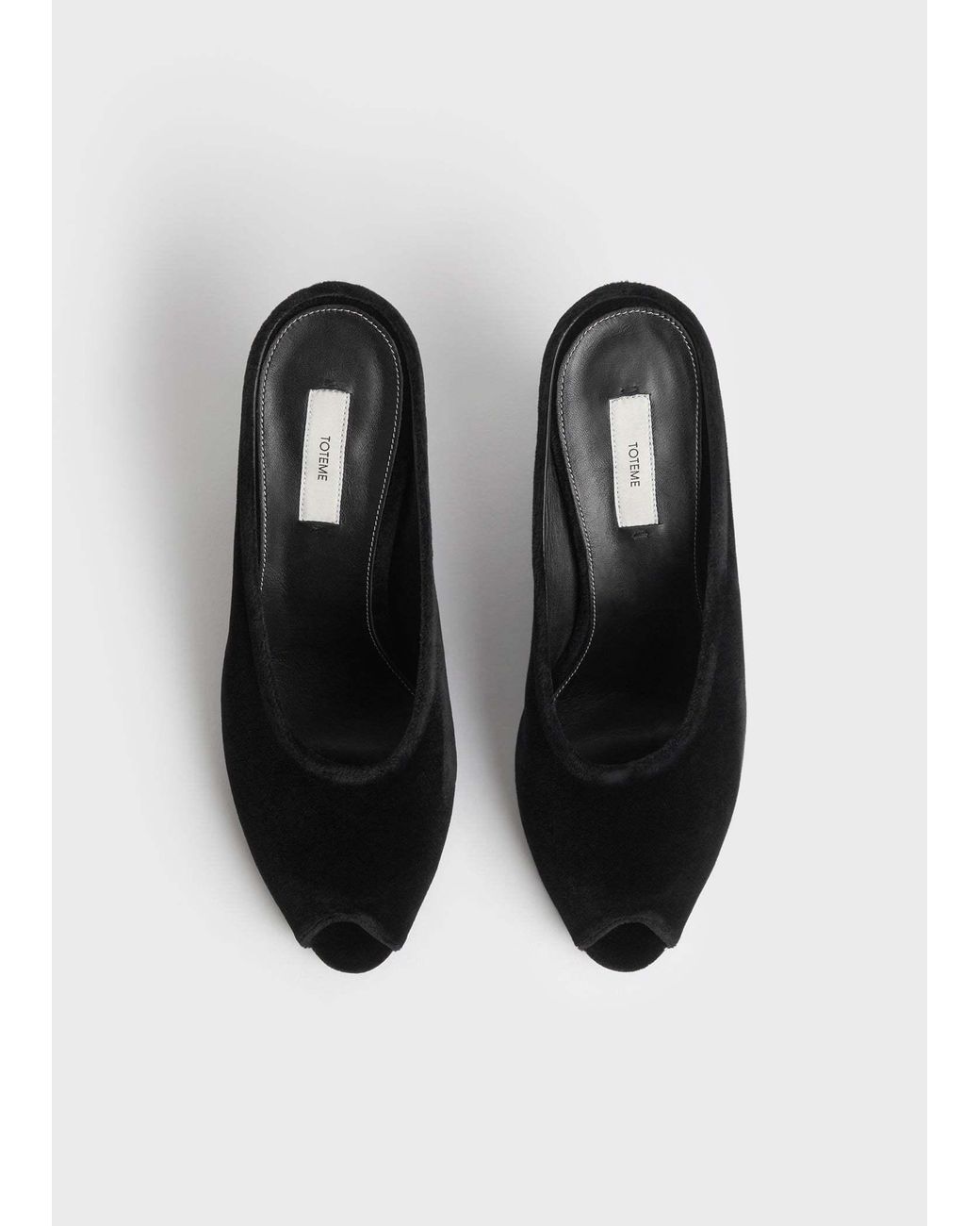 Totême Black 75Mm Peep-Toe Velvet Wedge Sandals