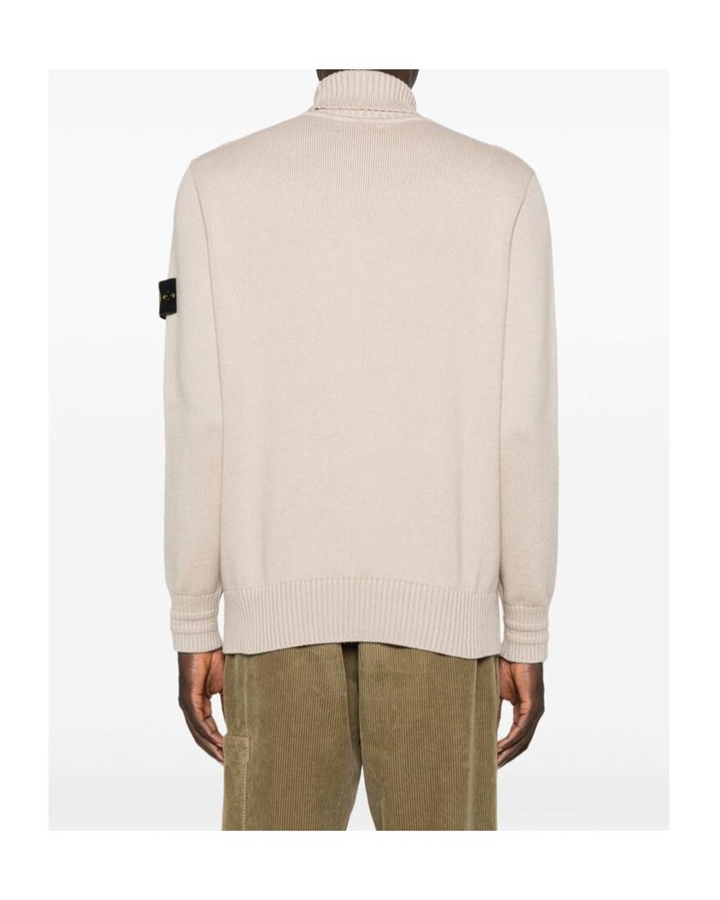 Stone Island White Logo Patch Roll Neck Jumper for men
