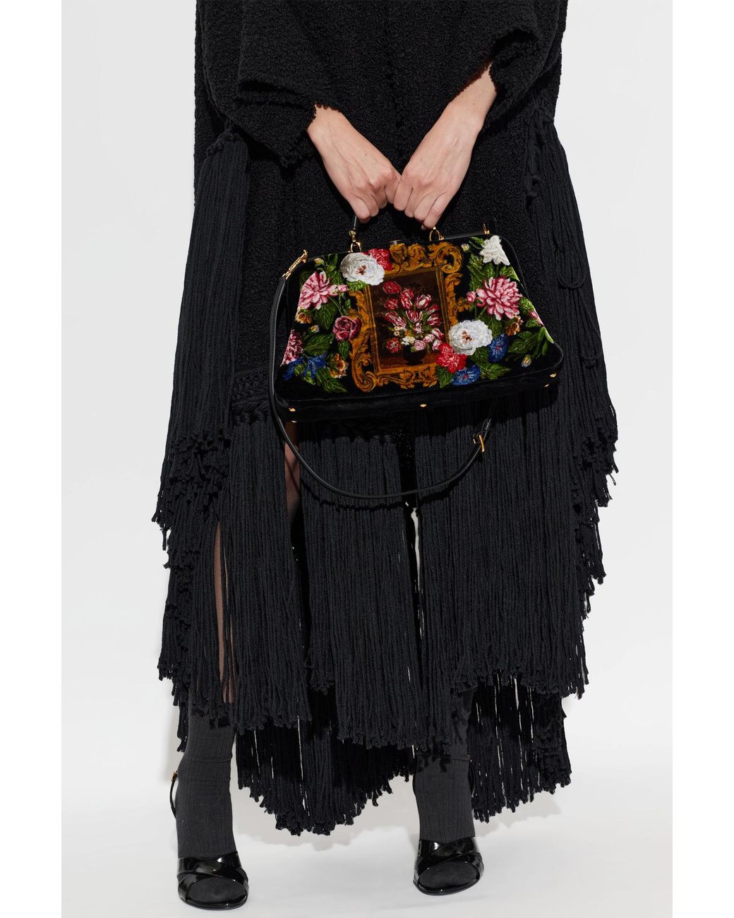 Dolce & Gabbana Black Patterned Shoulder Bag