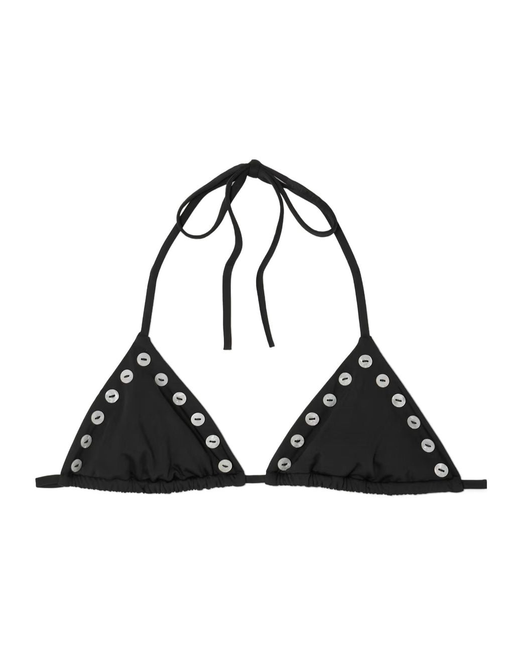 Staud Black Lido Embellished Triangle Bikini Top