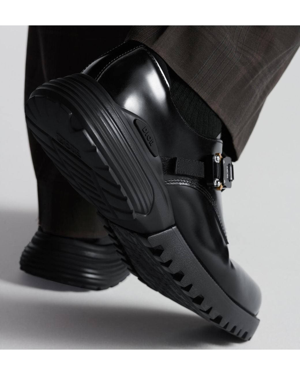 Dior Black Combat Buckled Monk Shoes for men