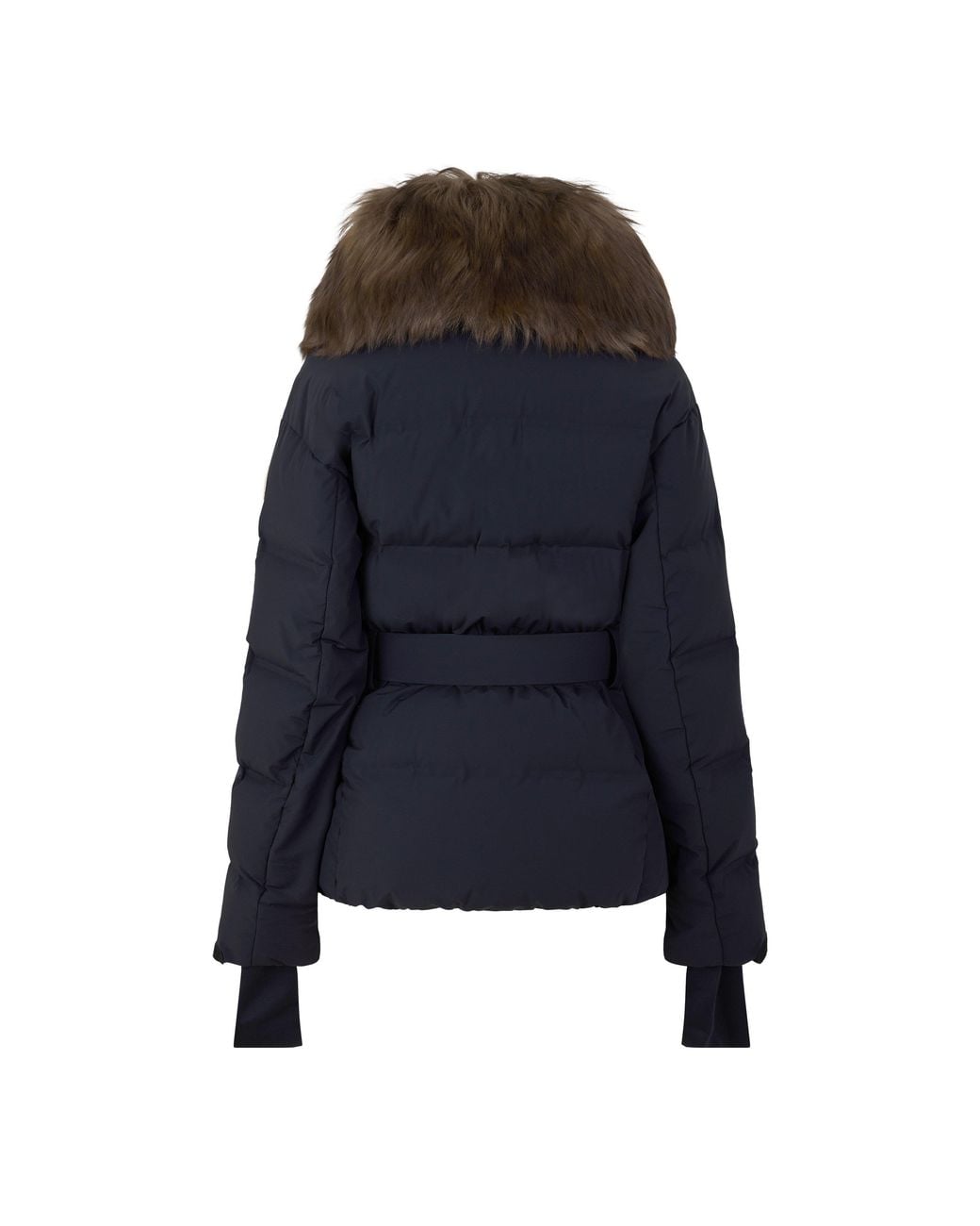 Moncler Blue Fur-Collared Short Down Jacket