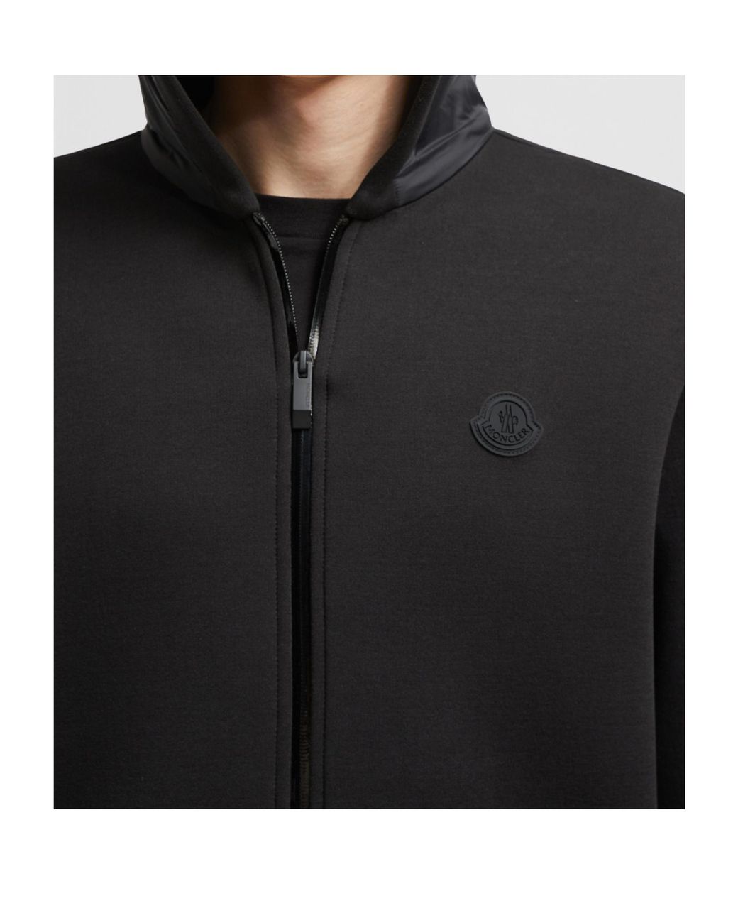 Moncler Black Logo Patch Zip-Up Hoodie for men