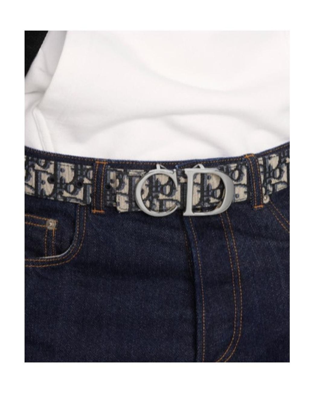Dior White Reversible Belt Strap for men