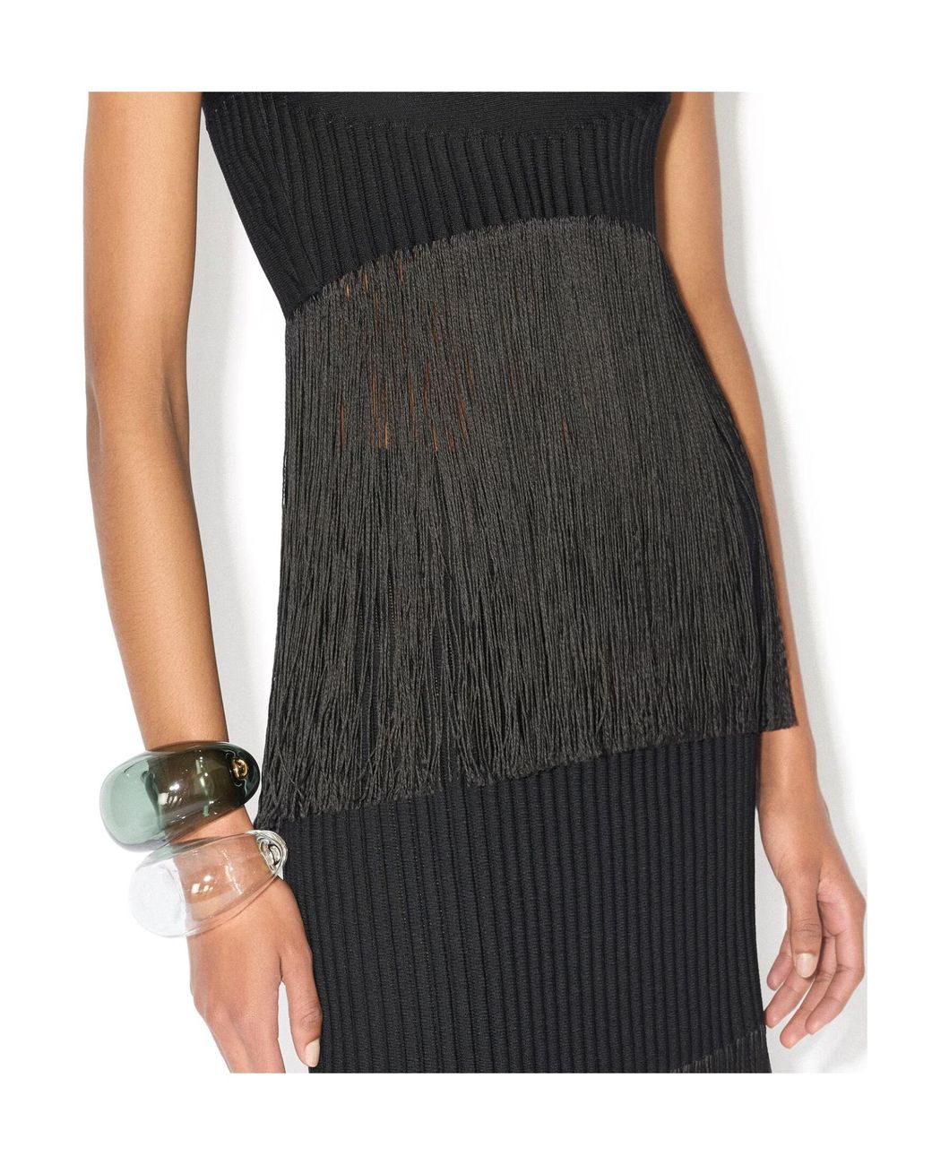 Alaïa Black Fringed Maxi Skirt