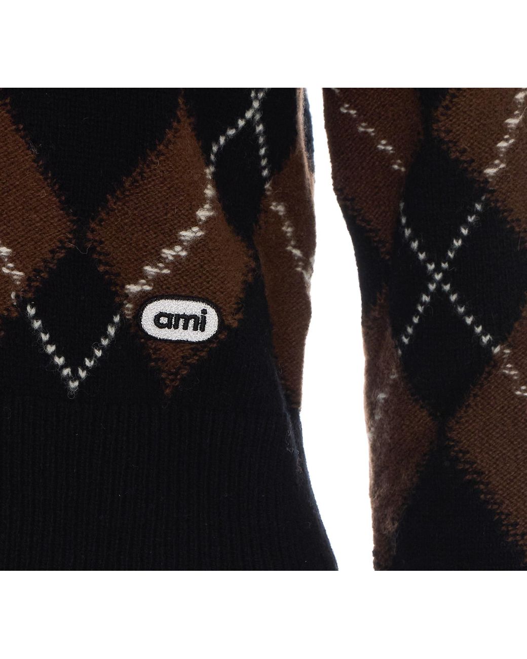 AMI Black Ami Argyle Printed Cardigan