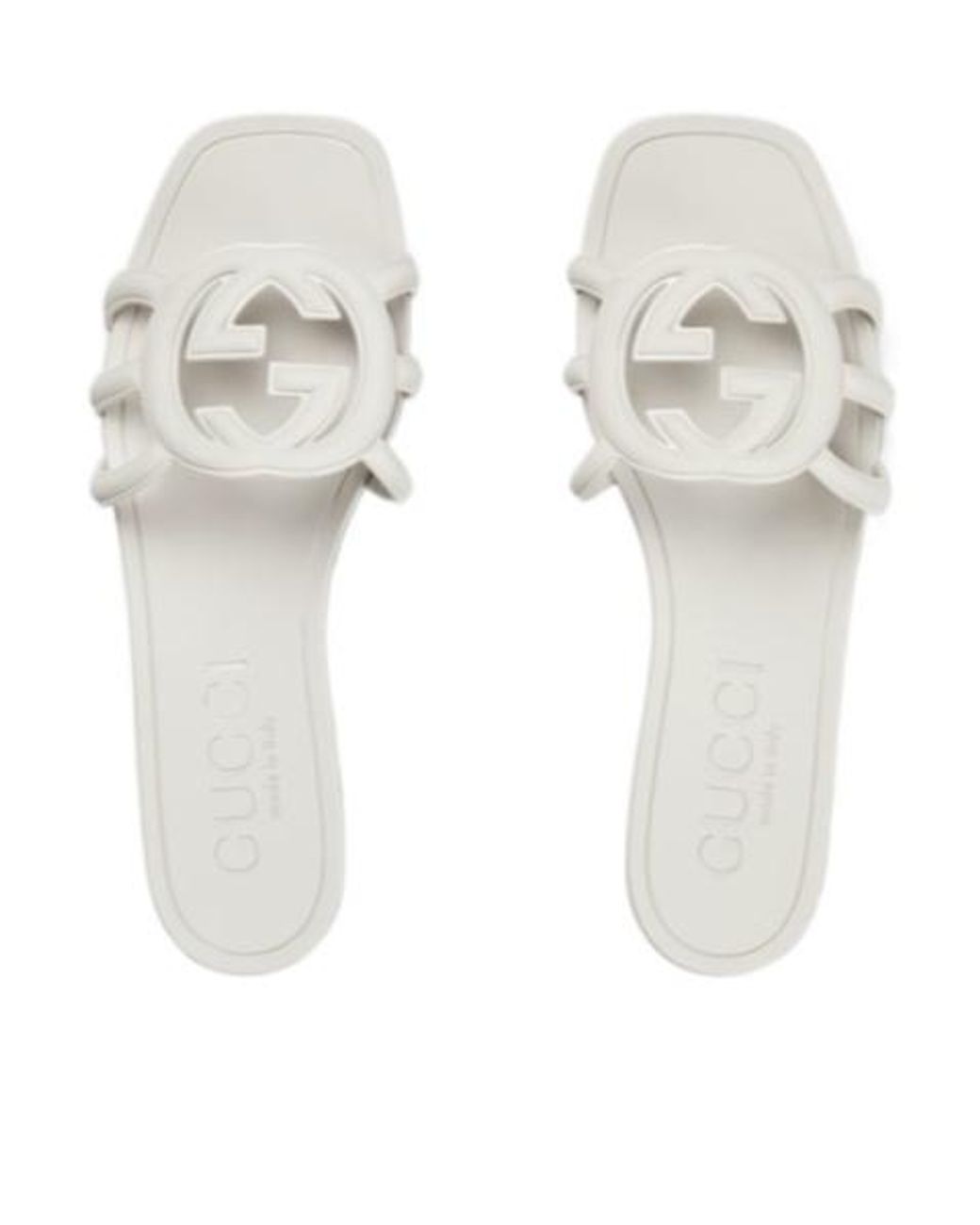Gucci White Interlocking G Slide Sandals
