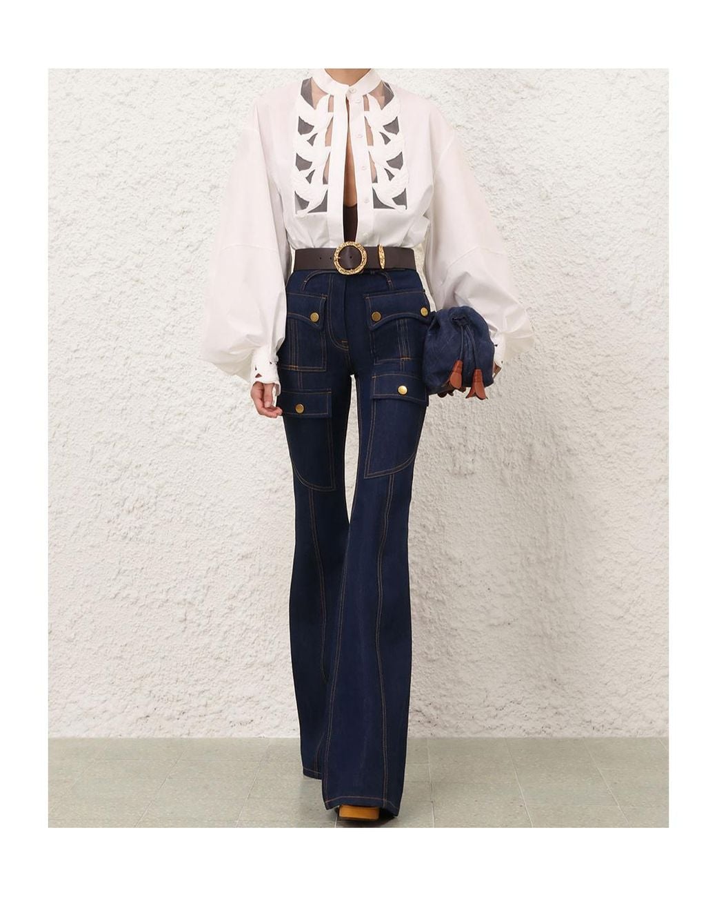 Zimmermann White Luna Appliqué Cutout Blouse