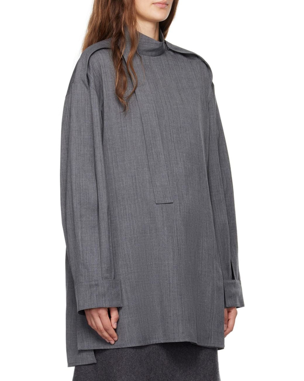 Jil Sander Gray Wool Blouse