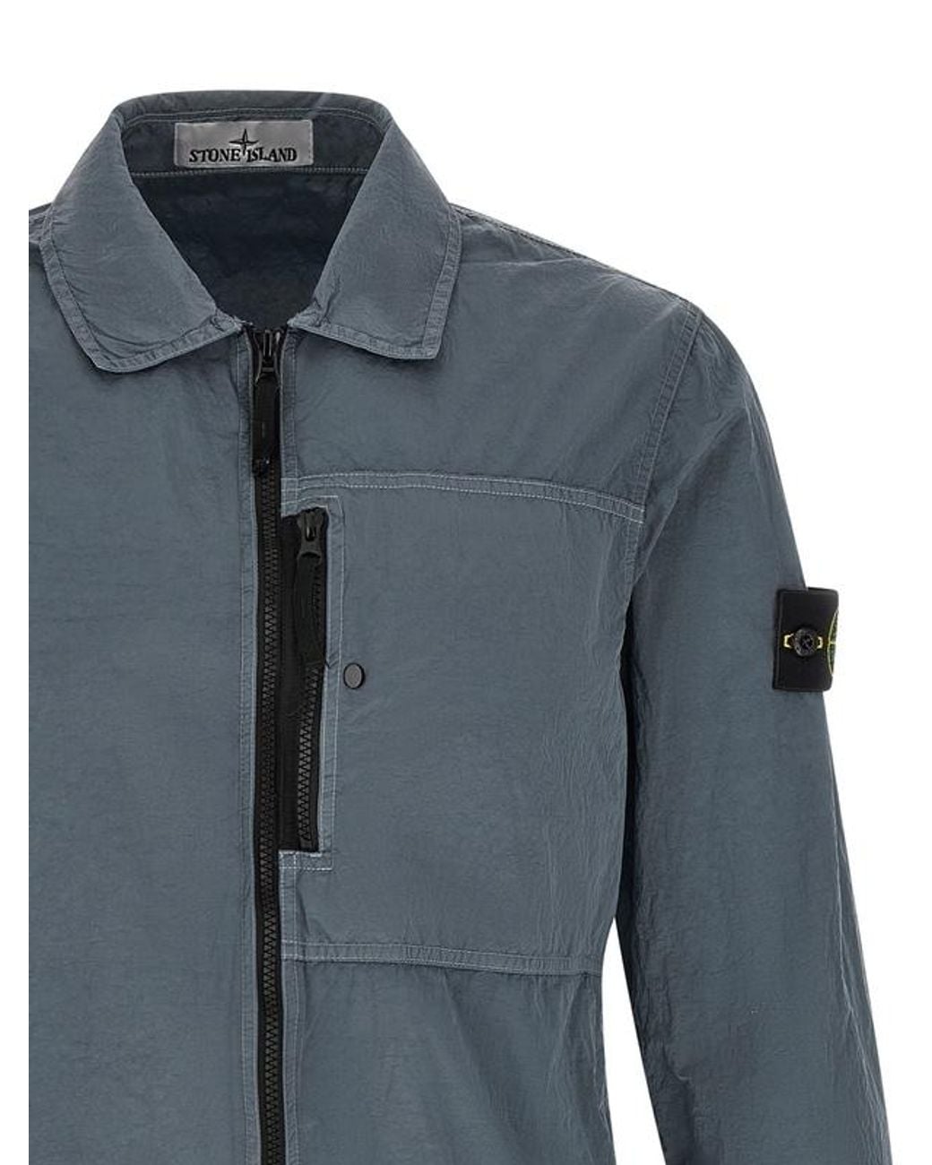 Stone Island Gray Logo-Patch Zip-Up Jacket for men