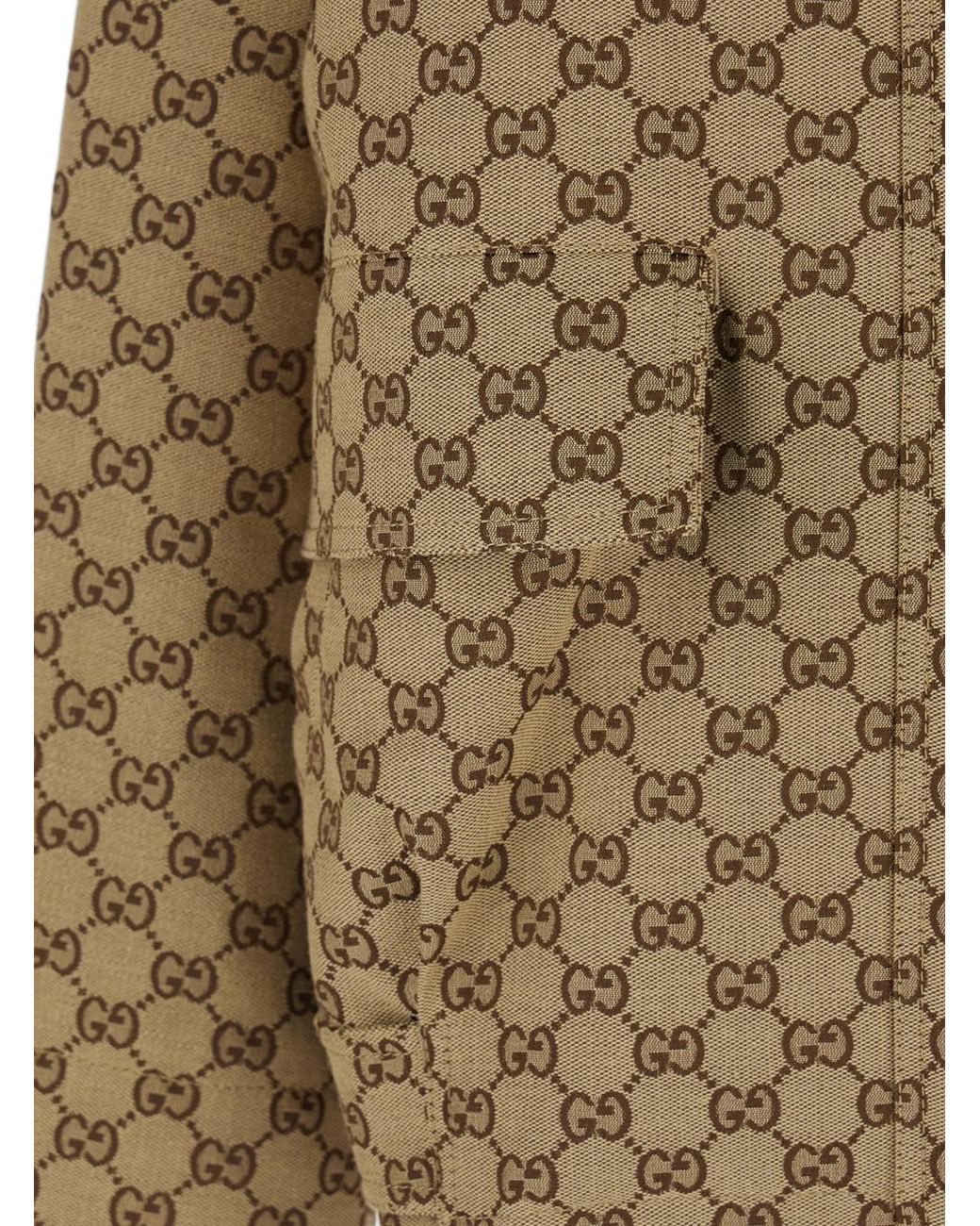 Gucci Natural Gg Monogram Bomber Jacket