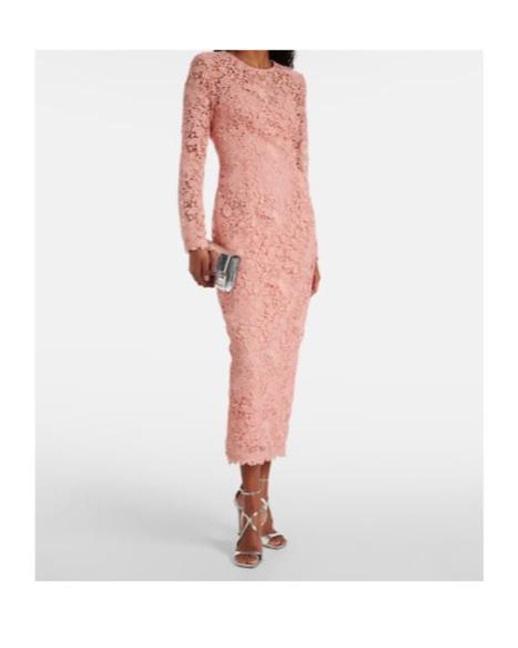 Carolina Herrera Pink Lace Midi Dress