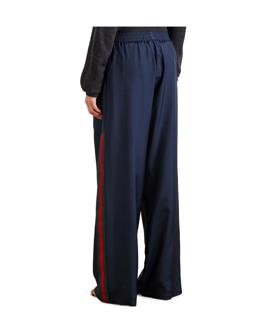 Gucci Blue Web Detailed Poplin Pants