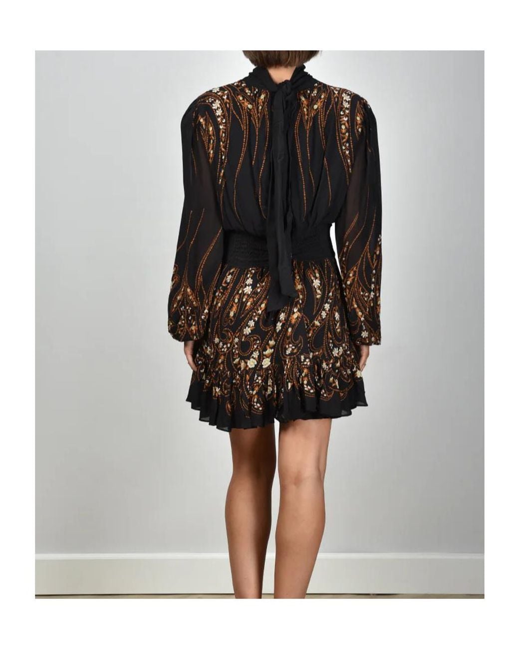 Farm Rio Black Floral Print Ruffled Dress