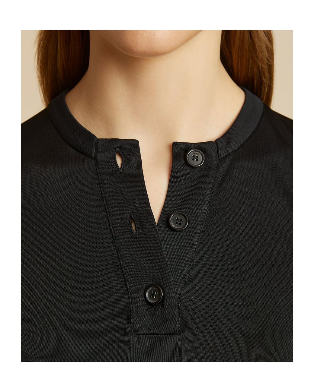 Khaite Black Long-Sleeved Button T-Shirt