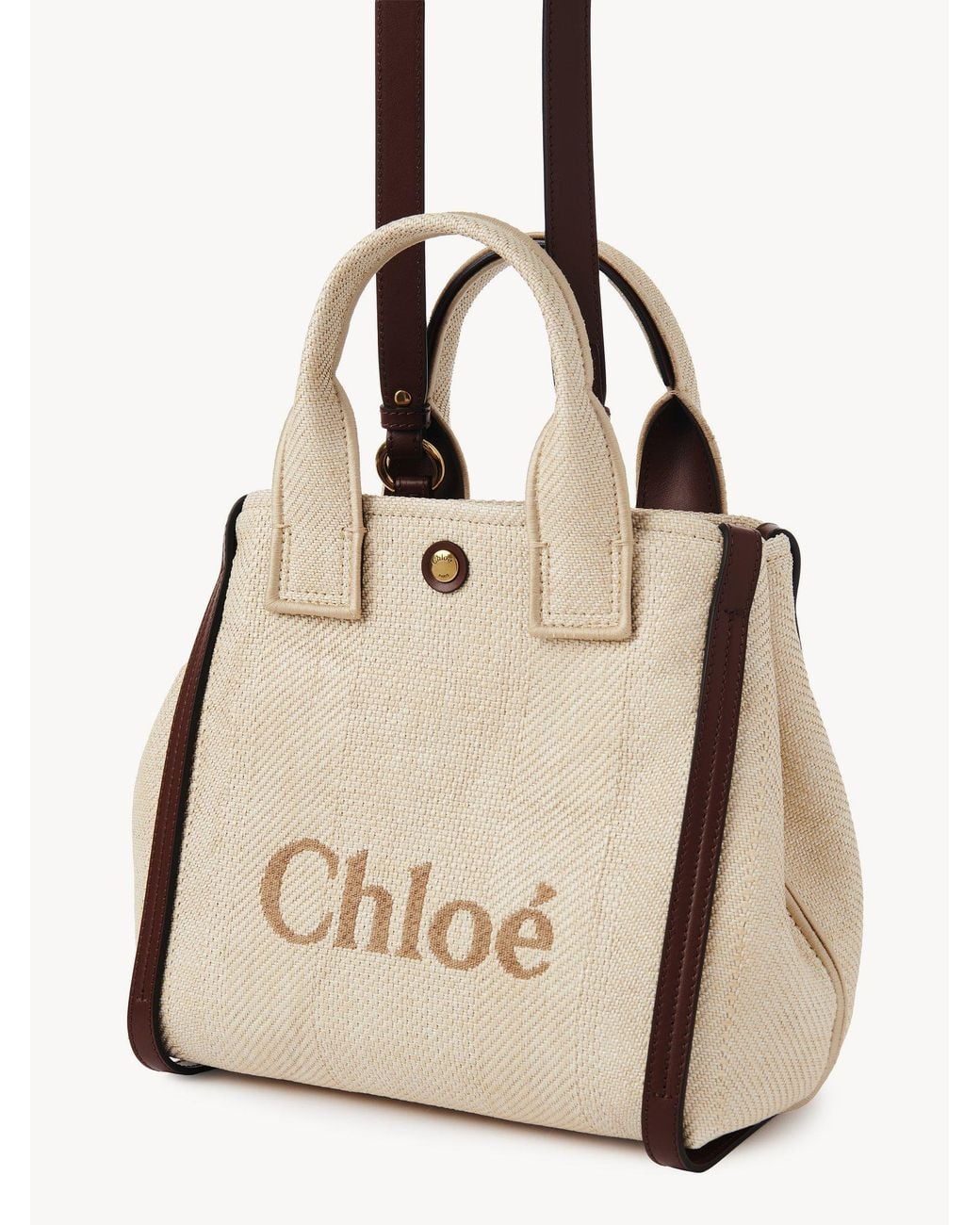 Chloé Natural Chloé Logo Detailed Top Handle Bag