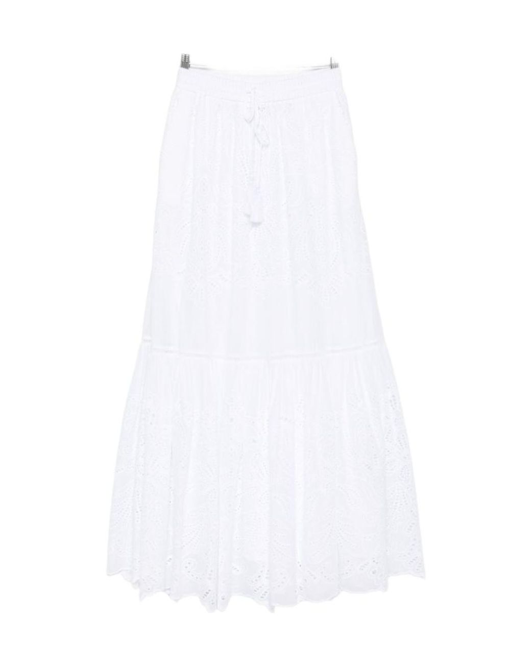 ERMANNO FIRENZE White Broderie Tiered Skirt