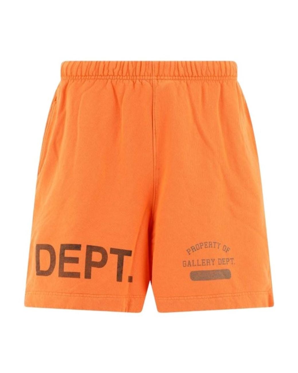 GALLERY DEPT. Orange Logo Letter Printed Shorts for men