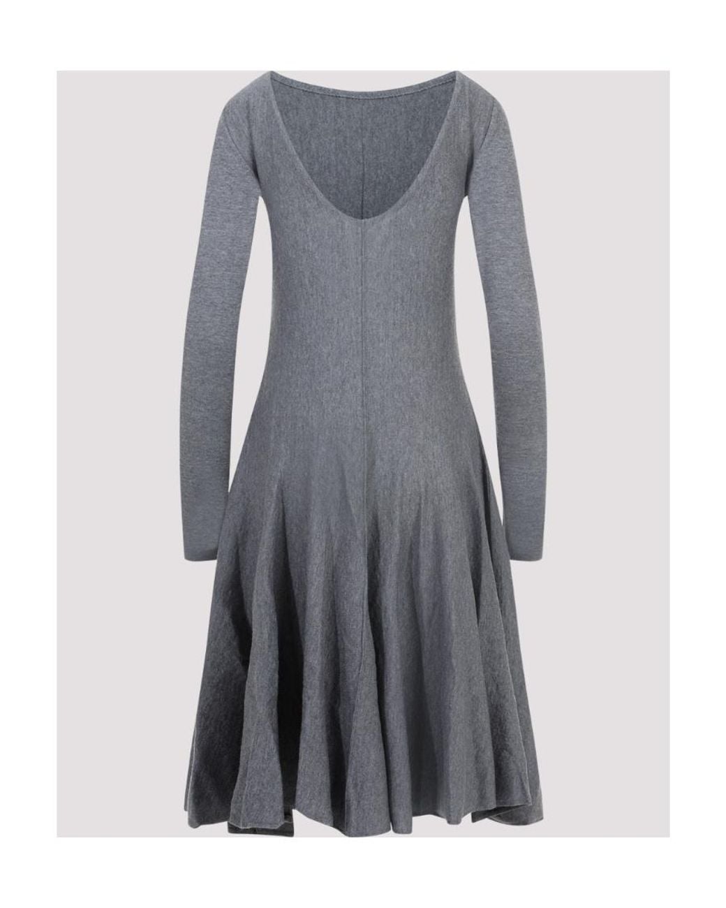 Khaite Gray The Dany Open-Back Pleated Dress