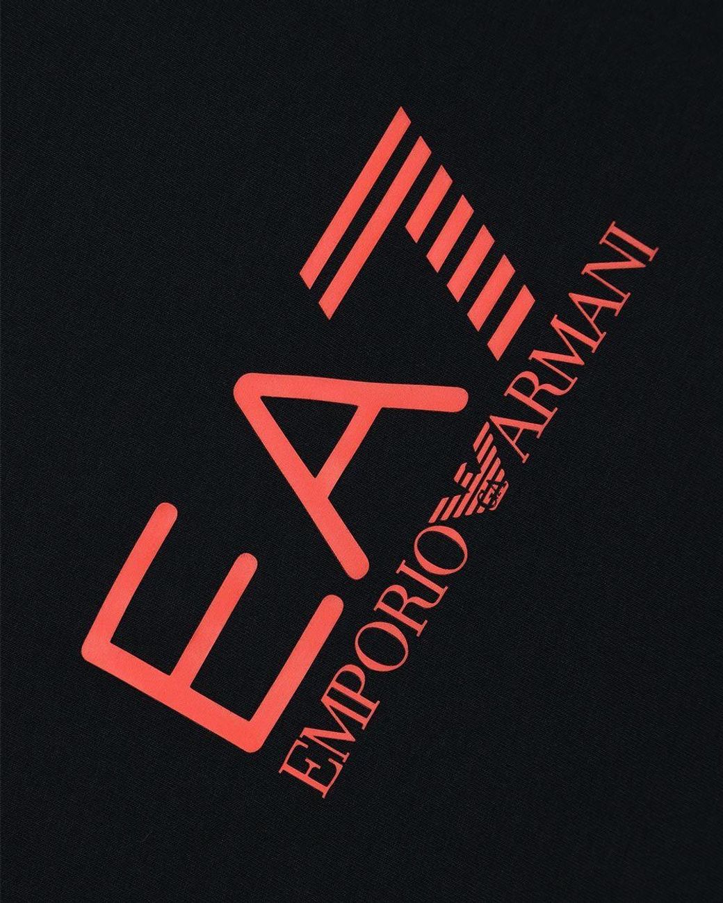 EA7 Black Logo Printed T-Shirt With Round Neck for men