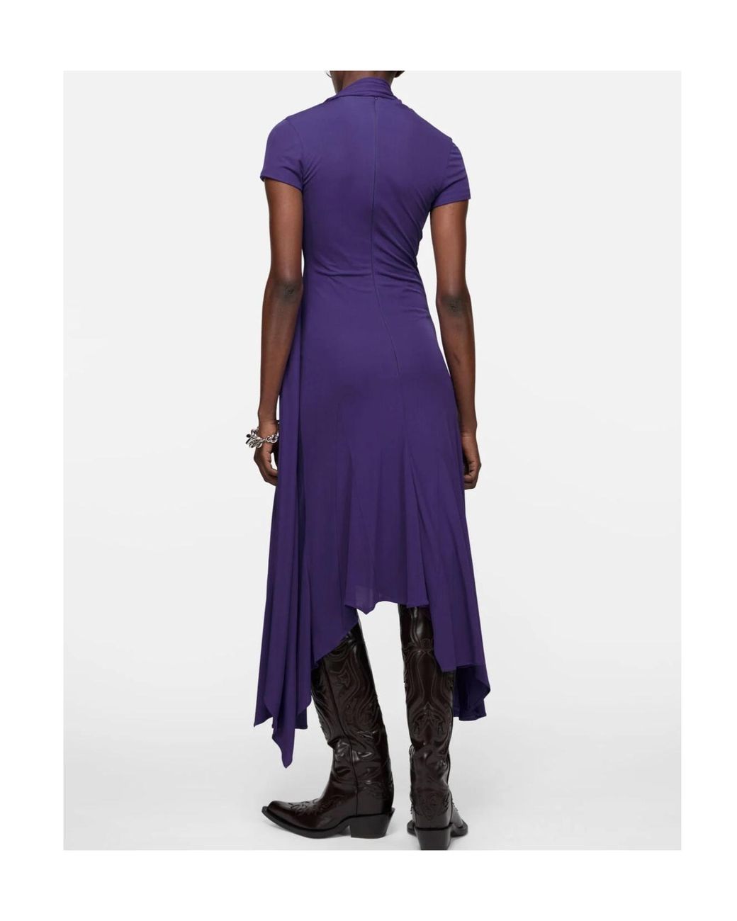Acne Purple Draped Scarf Jersey Dress