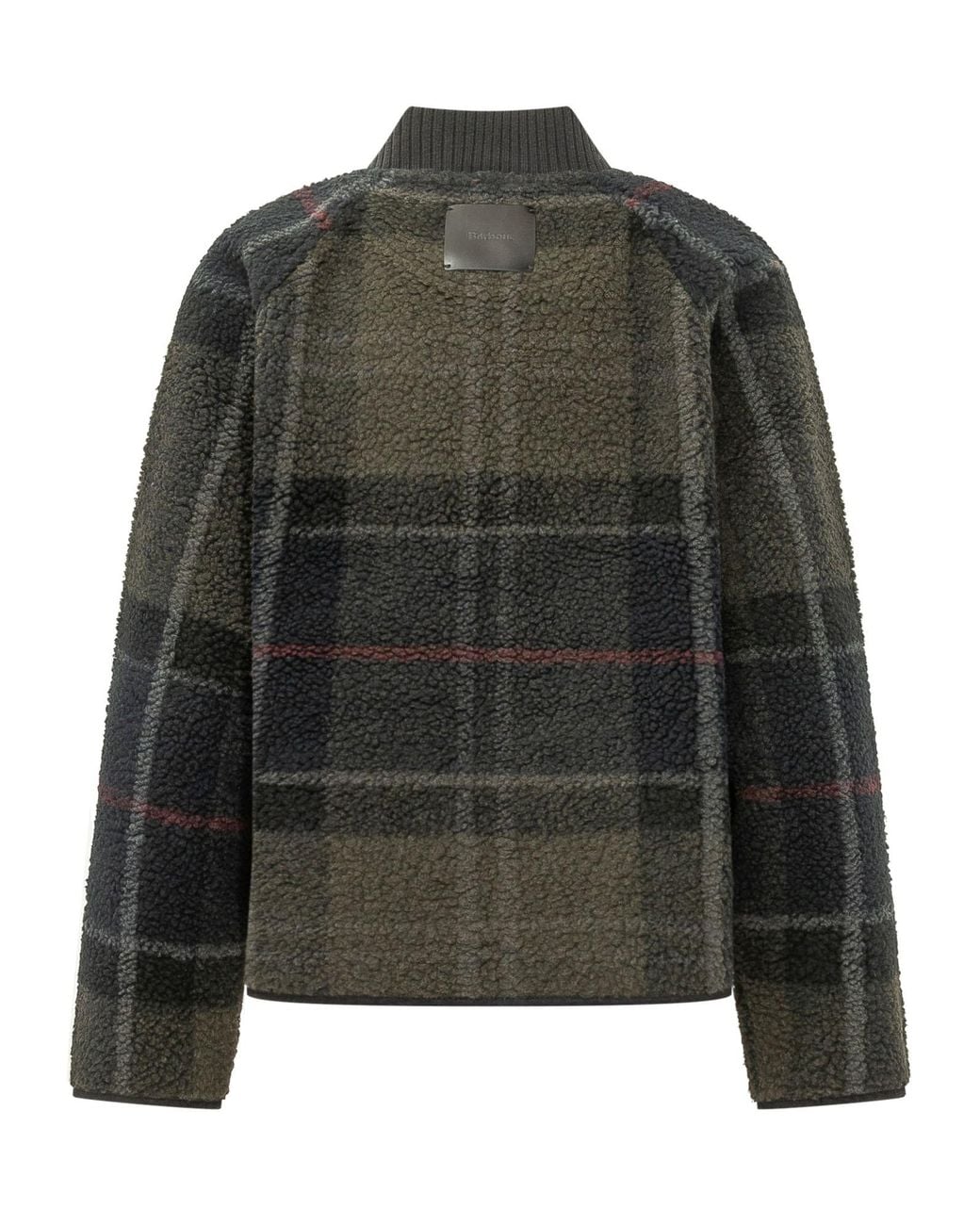 Barbour Black Plaid Fleece Bomber Jacket