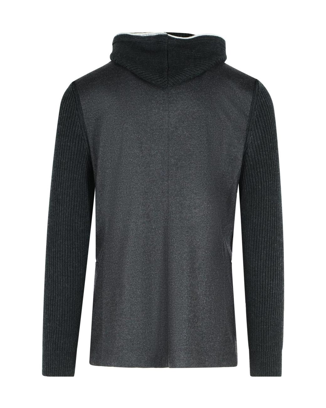 Eleventy Black Knit Insert Hooded Jacket for men